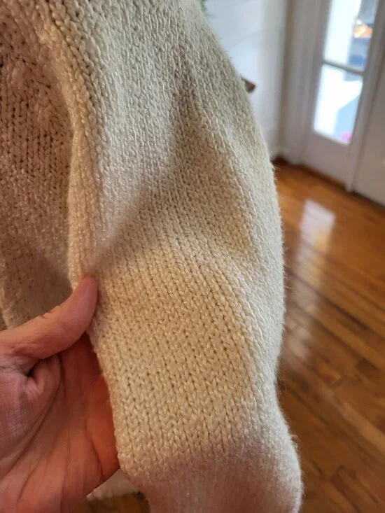 Karen Scott Vintage 90's Mock Neck Cable Knit Sweater Pearl Buttons PM Preppy - Picture 6 of 8